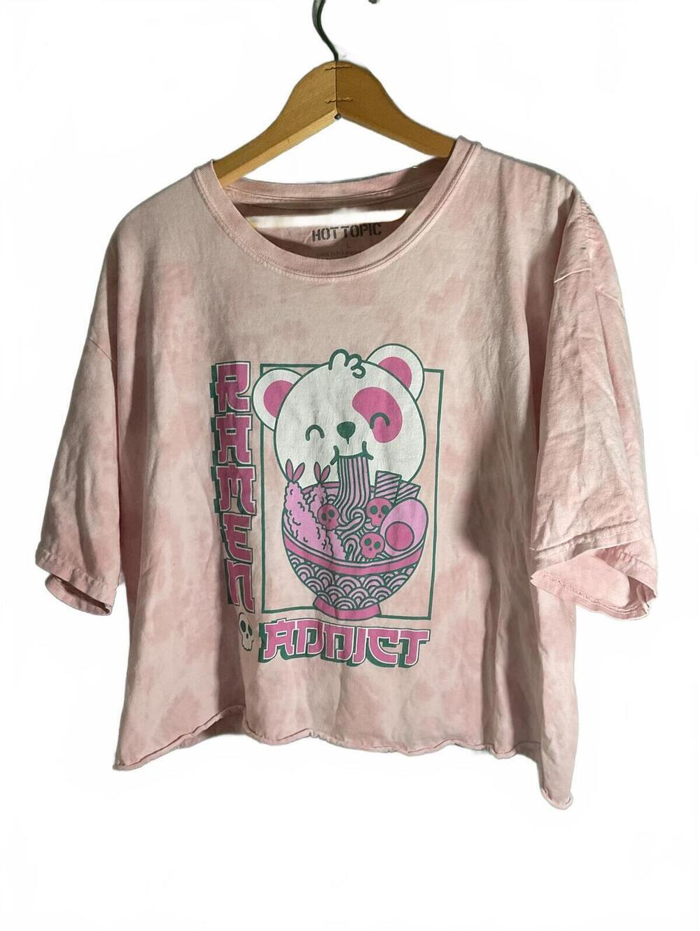 Hot Topic Pink Ramen Addict Graphic Tee, Size Large